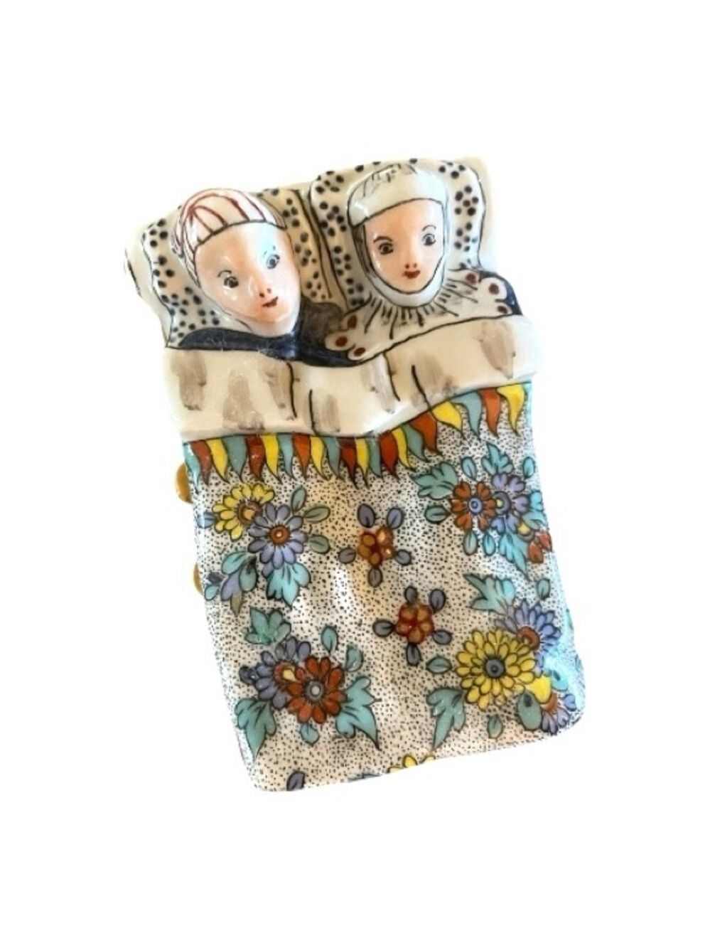 Vintage Chantilly Limoges Hinged Trinket Box Couple Laying in the Bed.
